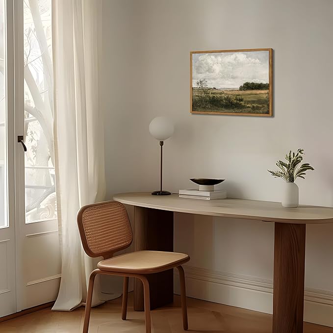 Floating Framed Vintage Canvas Wall Art - Wilderness Landscape Wall Decor, Elegant Natural Farmhouse Scenery Paintings Print for Living Room Bedroom Office Home Decoration 12x16 inch