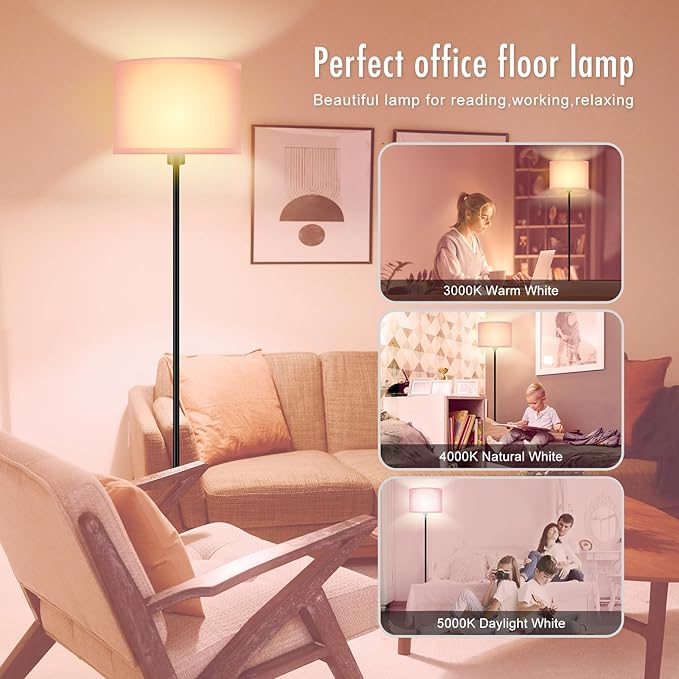 Floor Lamp Pink, Standing Lamp, 58" Tall Stand Up Light with Lampshade, Foot Pedal Switch, Modern Bright Floor Lamps for Living Room/Bedroom/Kids Room, Pink Lamp for Girls' Gift(E26 Base, NO Bulb)