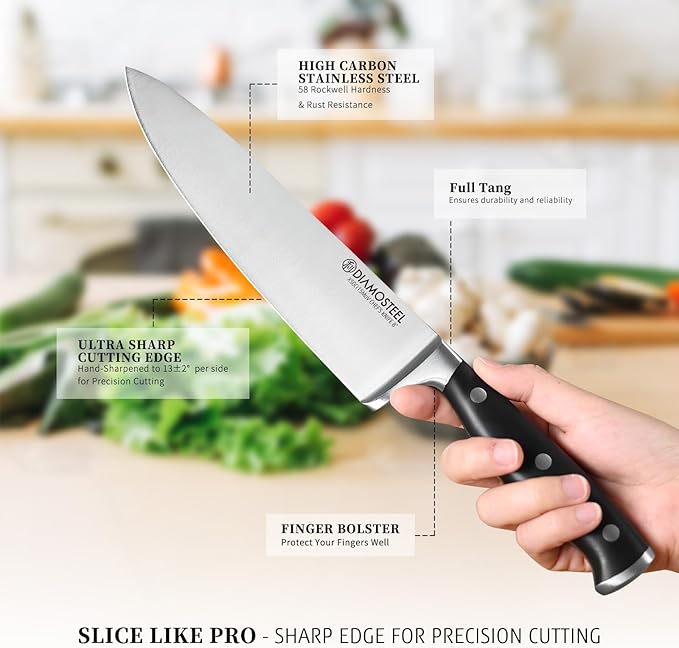 Knife Set 3-Piece, Include Chef & Santoku & Paring Knife, Professional High Carbon Stainless Steel Knives Set for Kitchen with Ergonomic ABS Handle Elegant Box