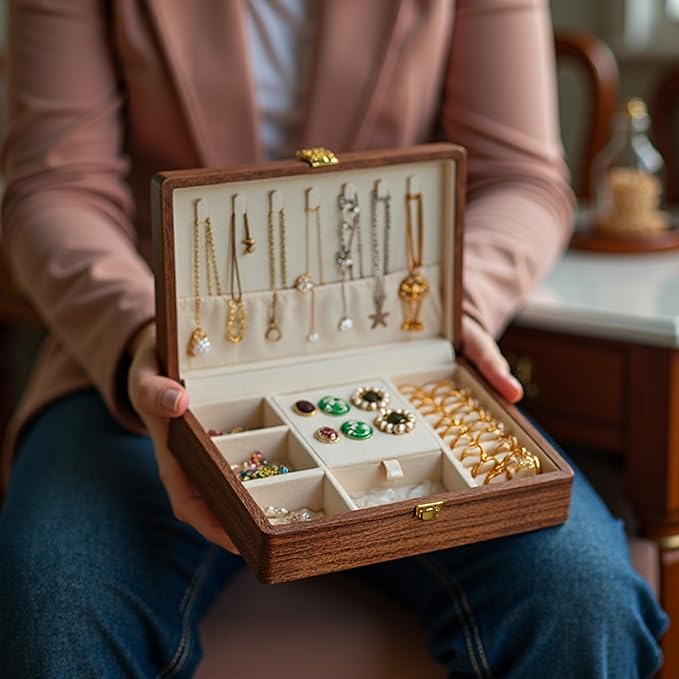 Wooden Jewelry Box For Women Jewelry Organizer Box With Lock Jewelry Holder Organizer For Necklace Ring Earring