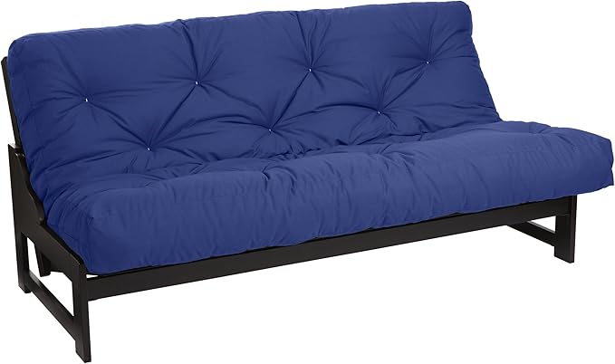Mozaic Full Size 8-Inch Cotton Twill Gel Dual Memory Foam Futon Mattress, Blue