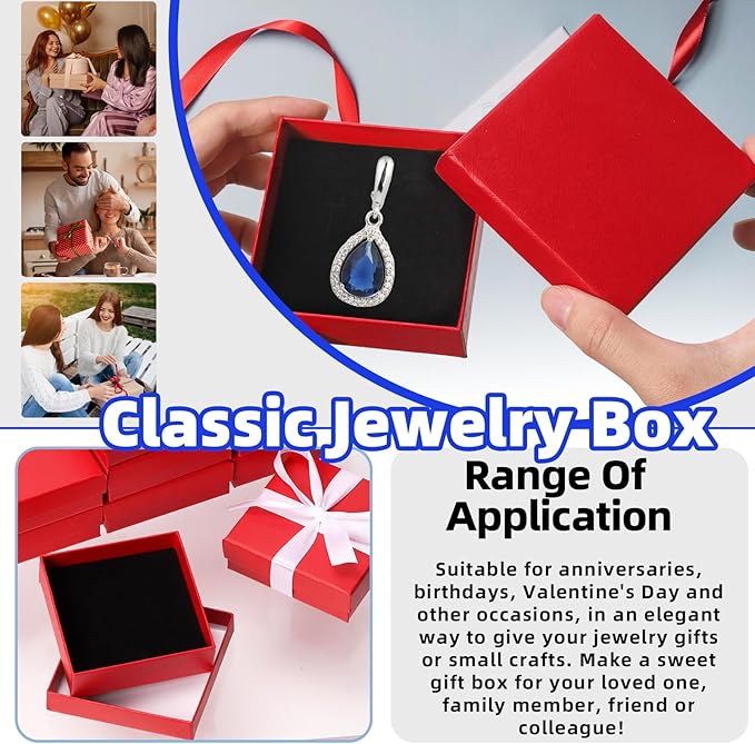 Glarks 12pcs Red Jewelry Gifts Boxes Kit, 3.5 x 3.5 x 1.1in Jewelry Boxes for Ring Earring Jewelry, Christmas, Birthday, Anniversaries, Valentine’s Day, Mother’s Day and Other Festivals