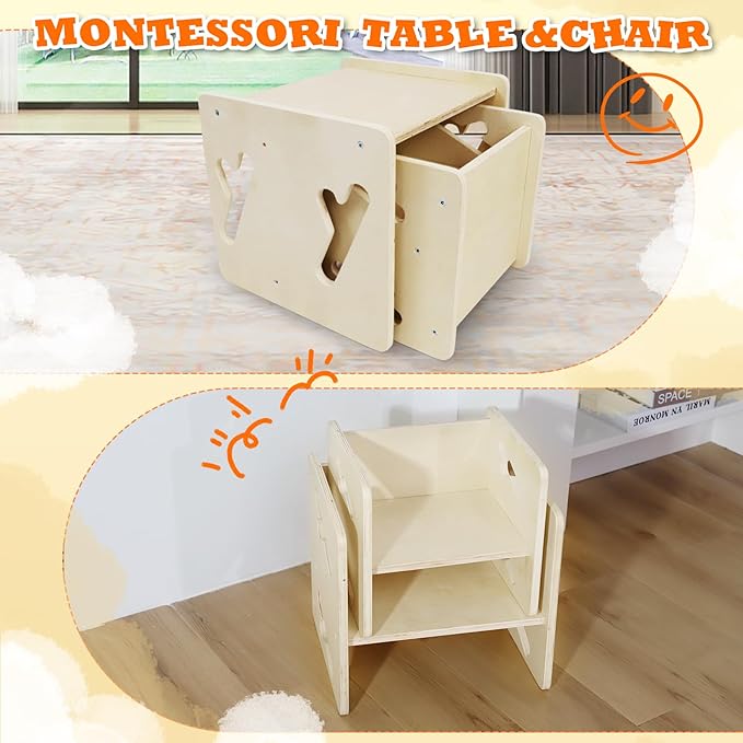 Montessori Weaning Table and Chair Solid Wooded Toddler Table and Chair Set Kids Montessori Furniture