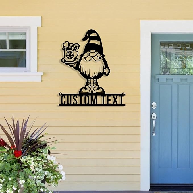 Personalized Christmas Theme Metal Sign, Custom Name Santa Claus Sign Wall Decor, Merry Christmas Tree Signs Outdoor Wall Decoration for Home Living Room, Bedroom, Office, Garden, Porch