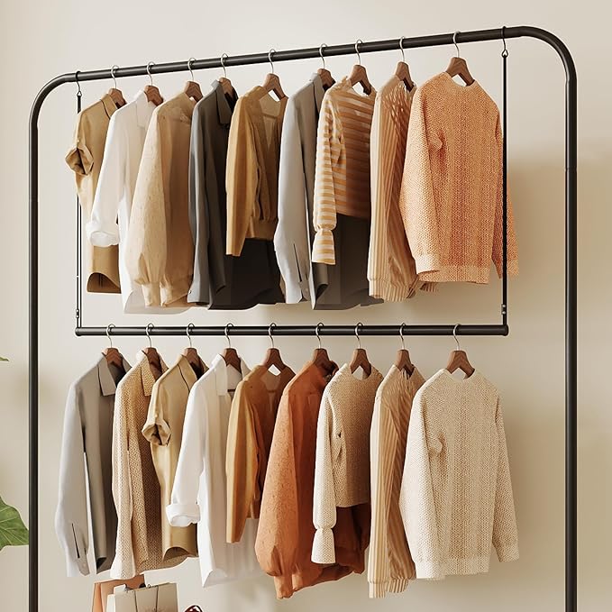 Closet Rods for Hanging Clothes 40'' Black Stepless height adjustment Heavy Duty Closet Rod for Optimize closet storage and organizing space