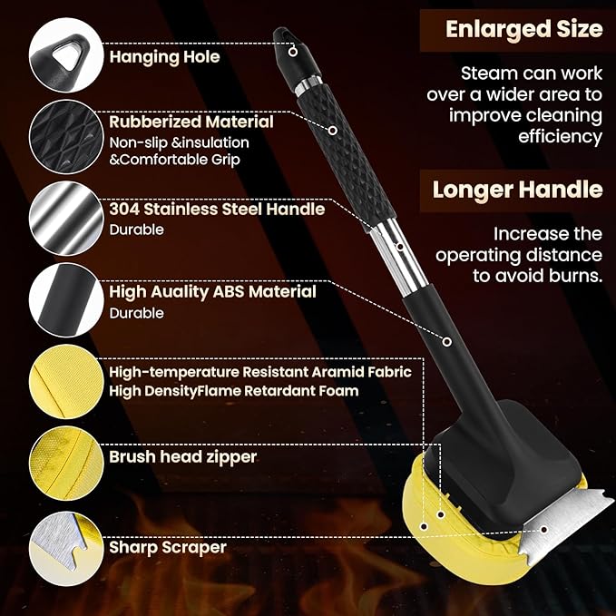 1x Steam Grill Brush for Outdoor Sponge Grill-Steam Grill Cheaning Scraper BBQ Brush-BBQ Accessory Grill Tools Heavy Duty Brush for Grill Cleaning Scraper + Bristle Free Grill Brushs for Any Grill
