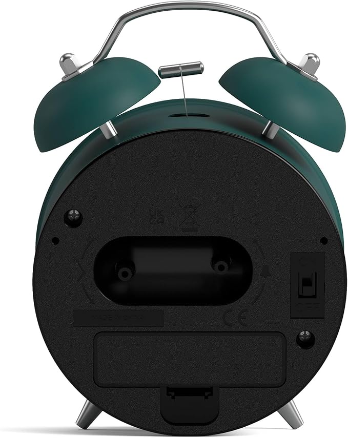 NEWGATE® Charlie Bell Echo Alarm Clock | Modern take on Classic Twin Bell Clock | Eden Green | Easy to Read Numbers | Ideal for Bedside, Desk or Shelf | Modern Retro Bedroom & Office Accessory