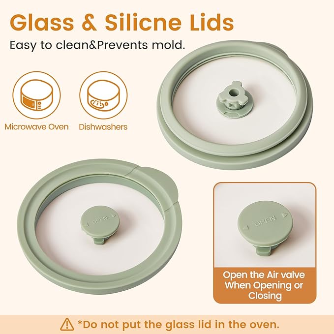 Glass Food Storage Jars with Lids[Set of 5], Perfect for Pasta, Cookies, Nuts, Coffee, Cereal, Flour, and More, Organize Your Kitchen with these BPA-Free Glass Jars with Silicone Lids