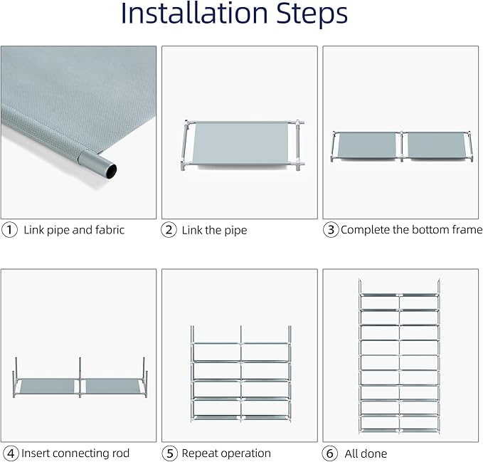 10 Tiers Shoe Rack, 30-40 Pairs Large Shoe Organizer, Sturdy Shoe Storage, Space Saving Tall Metal Shoe Shelf, Stackable Shoe Rack for Closet, Entryway, Bedroom, Silver