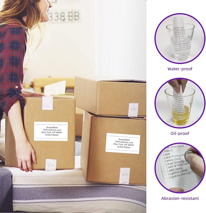 AveneMark 12 Rolls Direct Thermal Label 2.25" x 4" Shipping Labels for Mailing, Postage, Address, Perforated & Compatible with Zebra Desktop Printers & Rollo Desktop Label Printer (350 Labels/Roll)