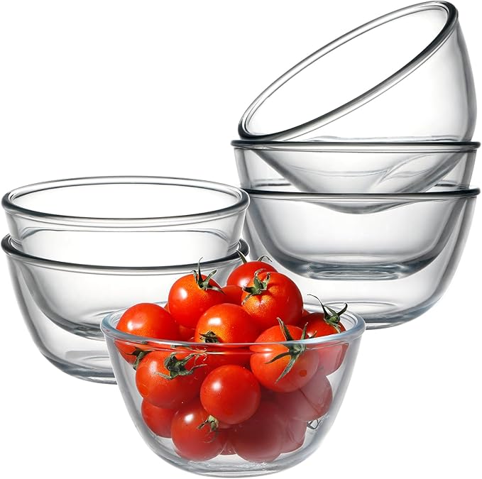 NUTRIUPS Glass Bowls Set Cereal Bowl Glass Salad Bowls Small Bowl for Kitchen (13oz-set of 6)