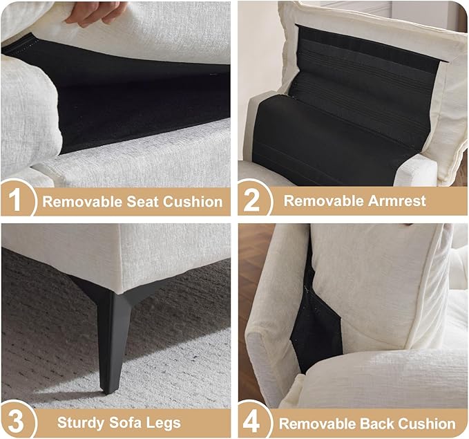 VINGLI 129” Oversized L-Shaped Cloud Sectional Sofa,Memory Foam Couch with Reversible Chaise Lounge,Comfy Couch with Double-Layer Deep Seat Cushions,Modern Sofa for Living Room,Chenille,Creamy White