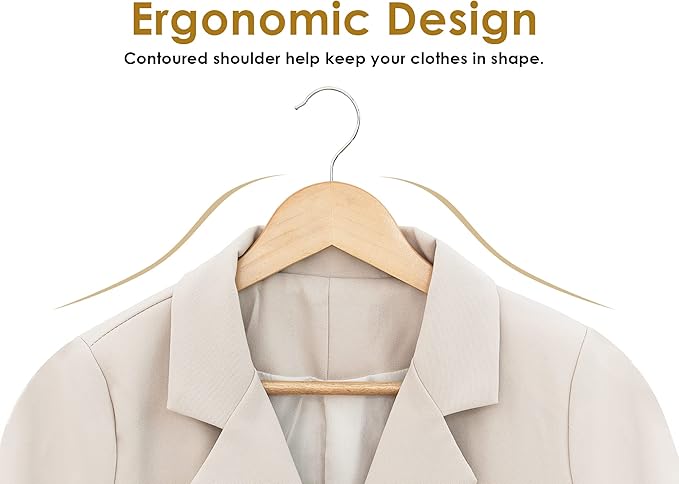 StorageWorks Wooden Hangers 20 Pack, Wood Coat Hanger for Coats, Shirts, Jackets, Pants, Suits, Natural Wood Color