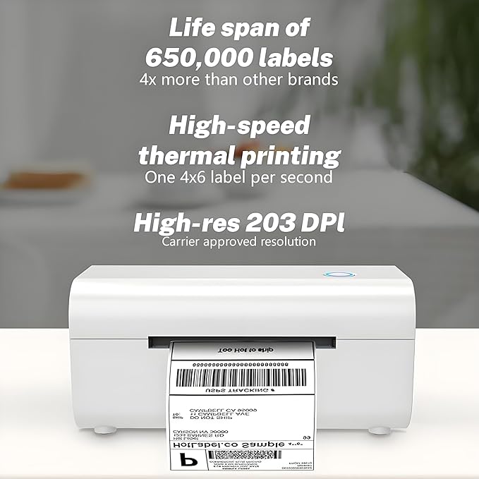 4x6 Thermal Shipping Label Printer – USB, Compatible with Windows, Mac,– Supports USPS, Ebay, Amazon, Shopify, Etsy