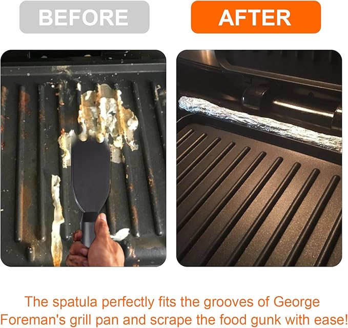 Grill Oil Grease Catcher Drip Tray Pan and Grill Spatula for George Foreman Grill,Grease Catcher and Grill Scraper Replacement Parts for George Foreman Grill Cleaner Tool