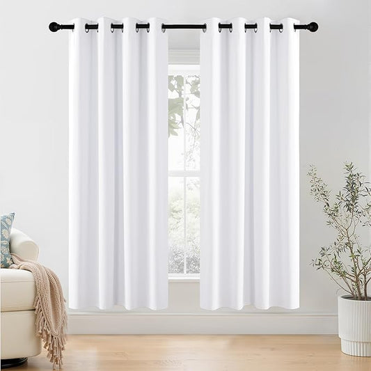 NICETOWN 100% Blackout Window Curtain Panels 78 inch Length for Living Room, Set of 2, Snow White, 55 inches Wide, Thermal Insulated Drapes