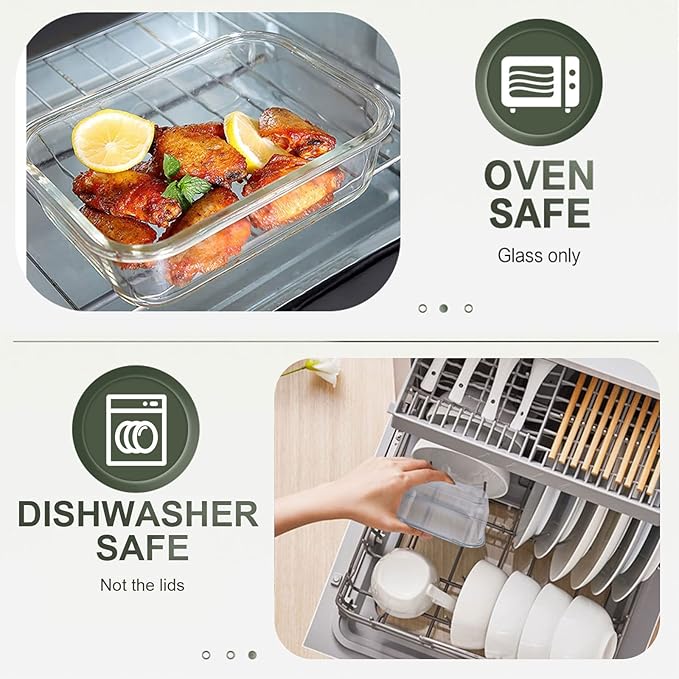 30 Pieces Glass Food Storage Containers Set, Glass Meal Prep Containers Set with Snap Locking Lids, Airtight lunch Containers for Microwave, Oven, Freezer & Dishwasher,Gray