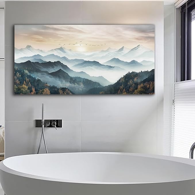 Lapremoly Large Wall Art For Living Room Canvas Wall Decor For Office Bedroom Wall Decoration Fog Forest Wall Painting Mountain Landscape Wall Prints Pictures Artwork Modern Home Decor 30 X 60 in