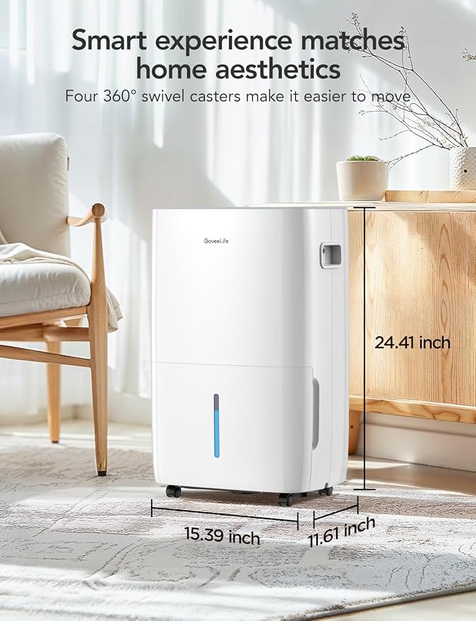 GoveeLife Dehumidifier for Home 4,500 Sq.Ft, 50 to 137 Pint Smart Auto Humidity Control, Drain Hose, 2.0Gal Bucket, Compressor Dehumidifiers for Basement with Auto Shut Off, Bathroom, Bedroom, Garage