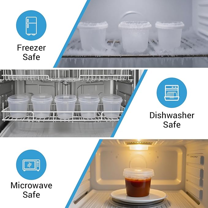 ASEVAT 5 oz 6 Pack Airtight Small Plastic Bucket with Lid, Mini Snack Buckets, Reusable Ice Cream Tub, Food Storage Container, Food Grade Freezer and Microwave Safe for Sauce, Soup