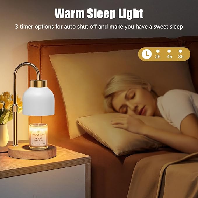 Candle Warmer Lamp with Dimmer Adjustable Height,Mothers Day Gifts,Electric Wax Warmer Vintage Home Decor,2/4/8H Timer,Wax Melt Warmer for Scented Jar Candles