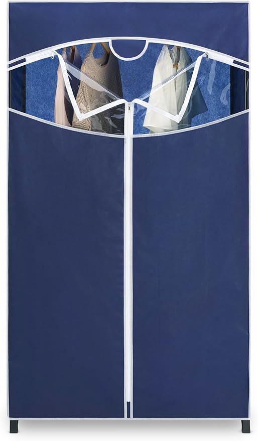Whitmor 36-inch Clothes Closet - Double Door Portable Closet - Store Seasonal Clothing - Blue Fabric Cover