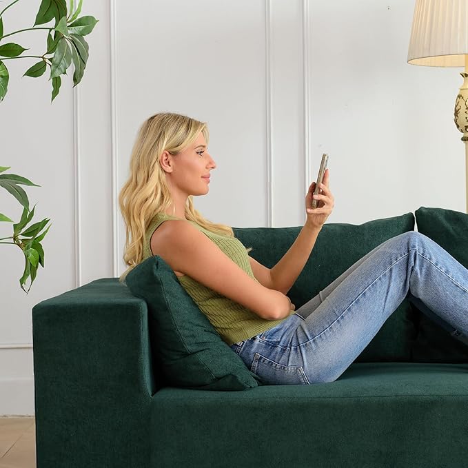 Vamcheer Modular Sectional Sofa - Modern L Shaped Boneless Couch with Deep Seat, Upholstered Sectional Couches for Living Room, Bedroom, Office, No Assembly Required, Green