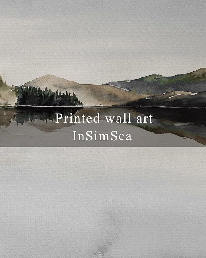 InSimSea Framed Wall Art for Living Room Mountain Reflection Decor Vintage Wall Art Mountain Range Nature Wilderness Art Decorative Rustic for Living Room Bedroom Office Wall Decor 16x24in