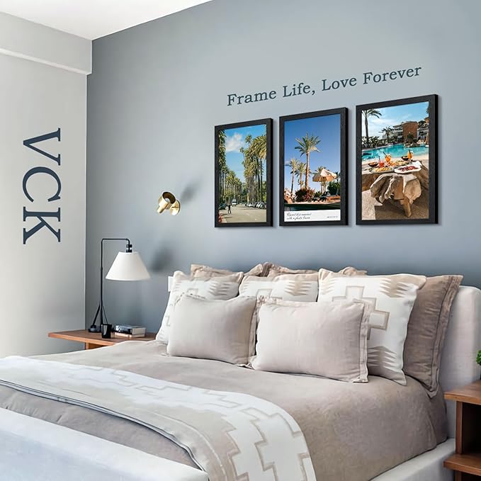 VCK 14x24 Poster Frame Set of 4 - Black, Gallery-Quality Wood Picture Frames, 1.1-Inch Wide Border, Polished Plexiglass, Vertical or Horizontal Wall Display for Photo/Art/Prints, Black