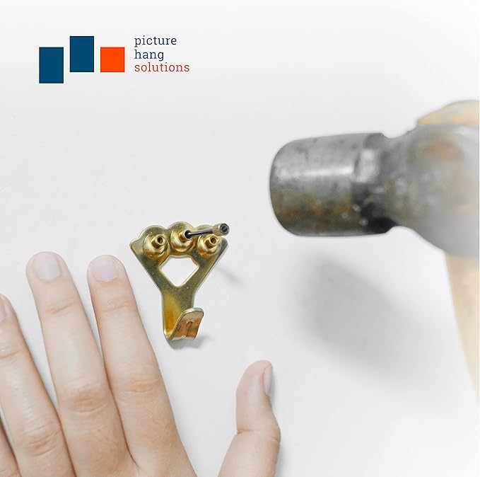 PHS 100 lb Picture Hangers, 100 Pack with Nails - Picture Hanging Hooks, Picture Hanging Hardware, Frame Hooks or Hangers, Heavy Duty Picture Hangers, Mirror Hanger - for Drywall and Plaster