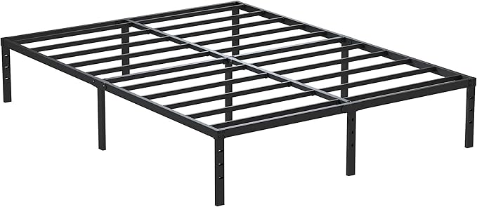 California King Bed Frames No Box Spring Needed, 14 Inch Heavy Duty Metal Platform Support Up to 3000 lbs with Steel Slat, Easy Assembly, Noise Free, Black