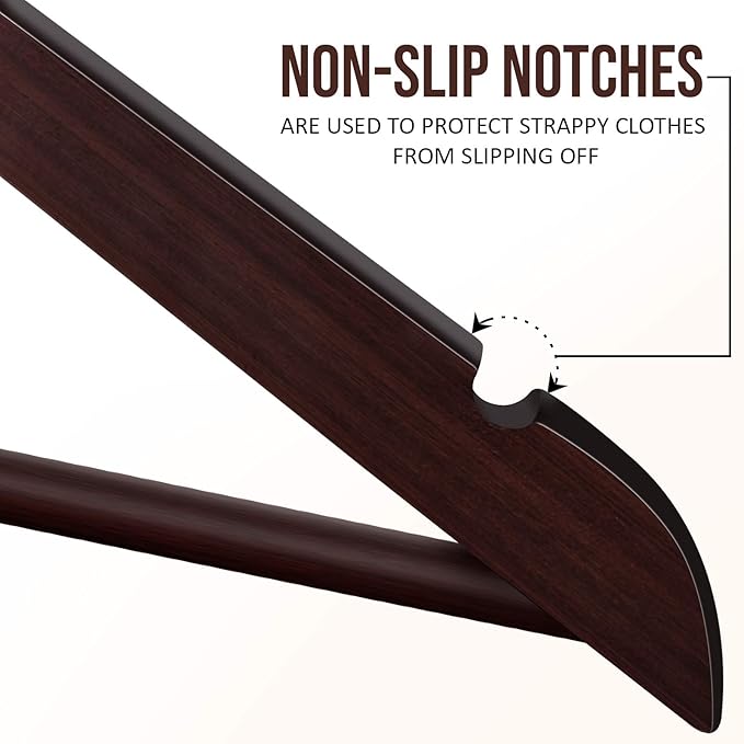 Utopia Home Premium Wooden Hangers 20 Pack - Durable & Slim Coat Hanger - Suit Hanger with 360-Degree Rotatable Hook - Wood Hangers with Shoulder Grooves (Brown Color)