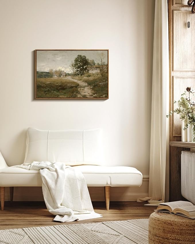 InSimSea Framed Canvas Wall Art, Vintage Countryside Landscape Farmhouse Decor, Large Wall Art for Living Room, French Country Decor Wall Prints, 20"x30"