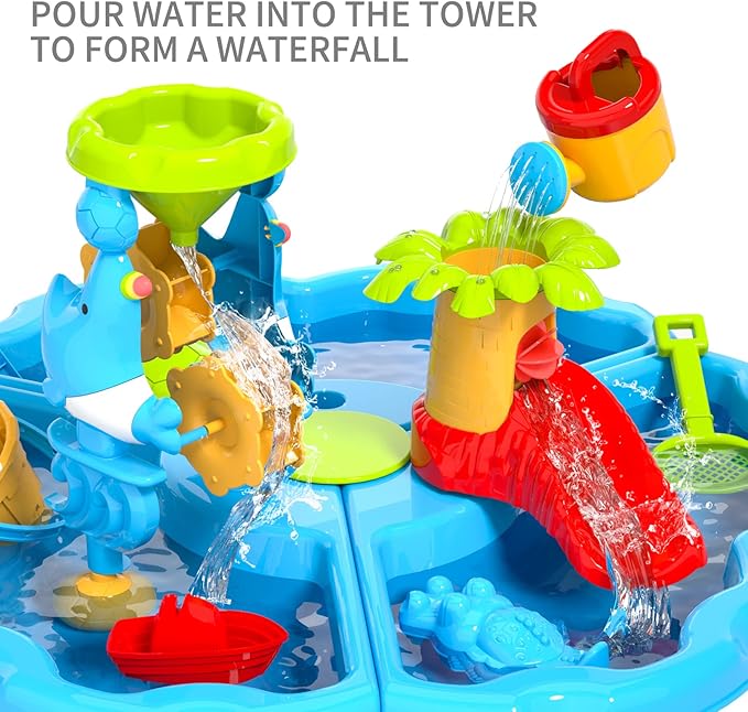 3 in 1 Water Table for Toddlers 3-5 Years Kids Ages 4-8, Kids Summer Activity Sensory Play Outdoor Beach Backyard Sand Water Table Toys for Toddlers, Birthday Gift Toys for Boys Girls