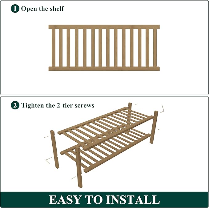 Smiry Bamboo Shoe Rack for Closet, 2 Tier Wooden Stackable Shoe Organizer, Free Standing Shoes Storage Shelf for Entryway, Front Door Entrance, Walnut