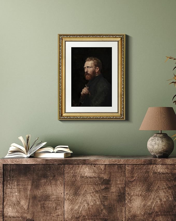 VIYYIEA Gold Framed Wall Art Canvas Print Home Decor Van Gogh Self Portrait Painting Wall Decor Classic Art Prints Artist Wall Pictures for Living Room Decor Gallery Office 11x14in