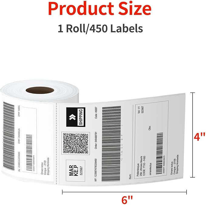 Direct Thermal Labels 4x6-450 Labels/Roll, Thermal Shipping Labels for Zebra 2844 ZP-450 ZP-500 ZP-505,14 Rolls,6300 Labels(NOT for DYMO)