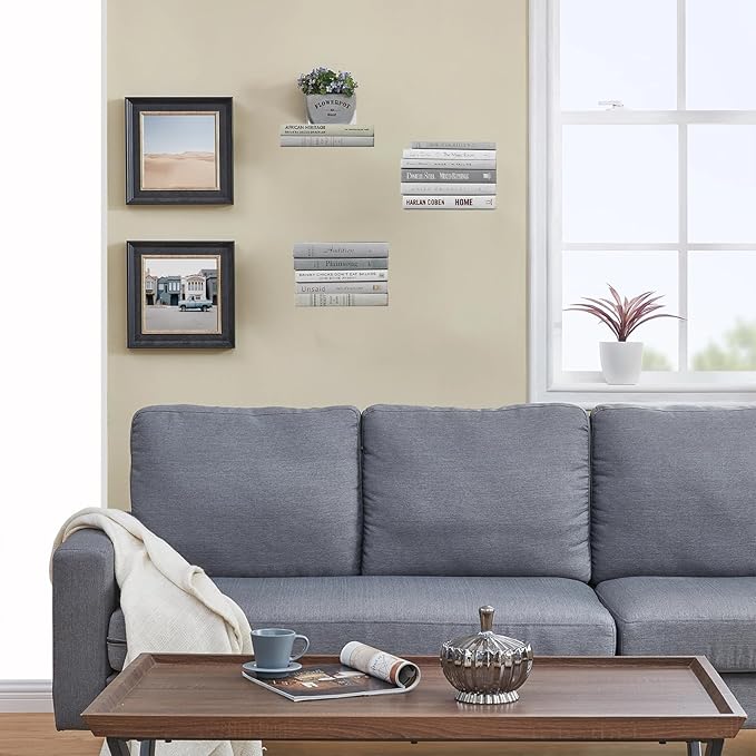 Invisible Floating Bookshelf - Modern White Wall Mount Metal Shelves for Room, Bedroom Bookcase, Small Bookshelf with Minimalist Design, Sleek Storage for Books & Decoratives（6PCS）