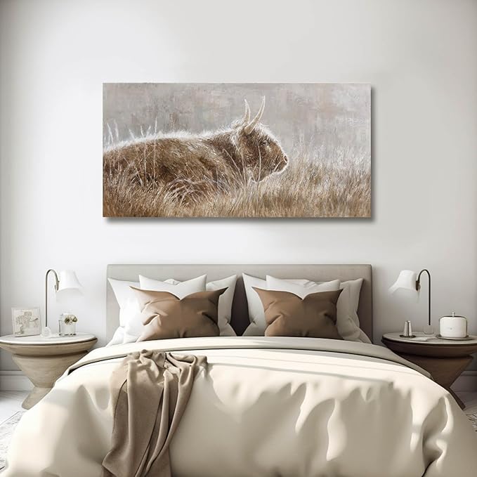 VAYIMDH Wall Art for Dining Room Area Over The Bed Wall Decor for Bedroom Nature Canvas Wall Painting Brown Print Photos Animal Art Posters 24"x48"