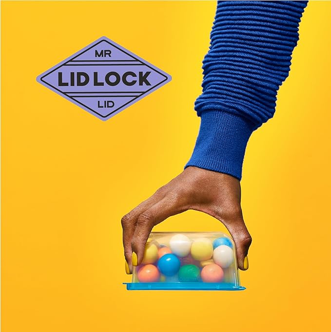 Premium Attached Food Storage Containers, Permanently Attached Plastic Lid, Never Lose & Space Saving Organization (7 Pack)