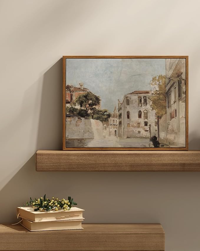 InSimSea Framed Wall Art for Living Room Classical Cityscape Artwork Wall Decorations View of Venice Canvas Prints Bathroom Pictures Farmhouse Office Home Wall Decor 12x16in