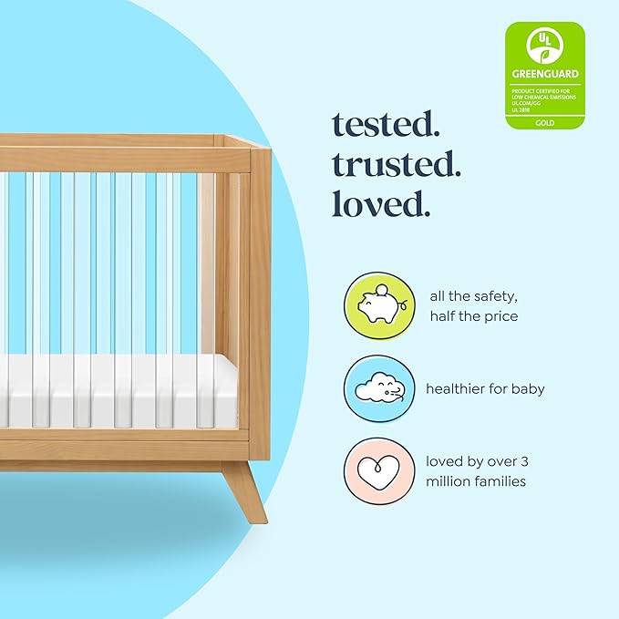 DaVinci Otto 3-in-1 Convertible Crib in Honey with Acrylic Slats, Greenguard Gold Certified