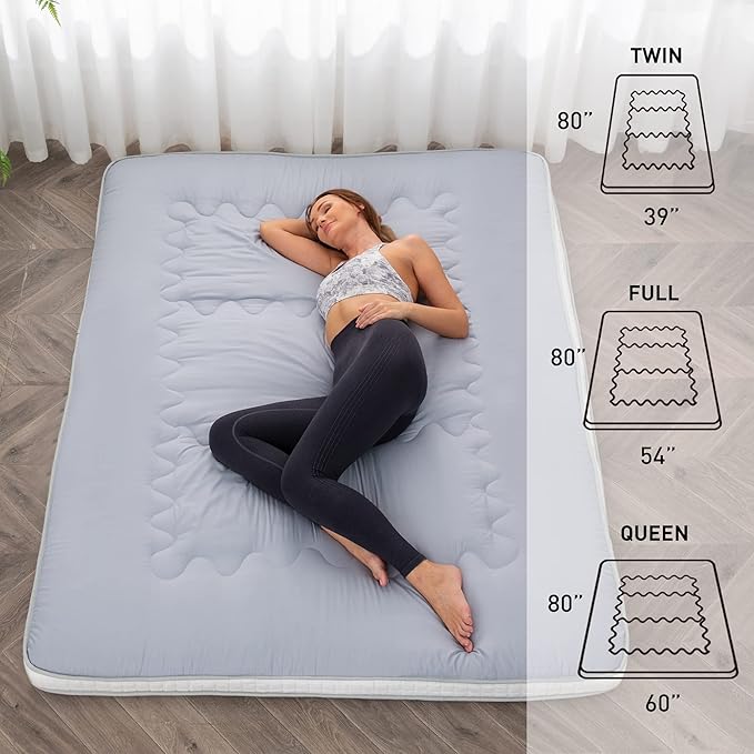 Dr.Futon Japanese Floor Futon Mattress Mat Extra Thick Folding Roll Up Bed for Guest,Lounger and Tavel