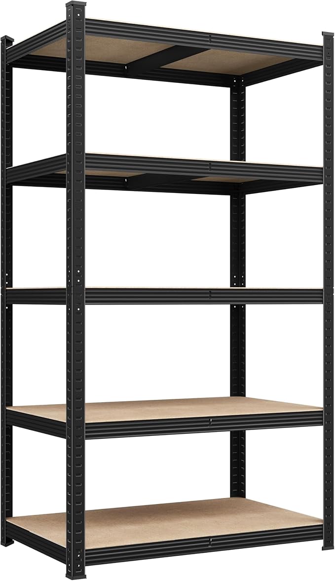Yaheetech Standing Shelf Units, 5 Tier Storage Shelf, Heavy Duty Shelving, Adjustable Garage Shelves, Utility Rack Shelf Unit, Basement Warehouse Shed, 35.5" Wx 16" D x 71" H - Black