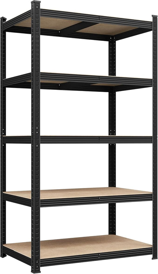 Yaheetech Standing Shelf Units, 5 Tier Storage Shelf, Heavy Duty Shelving, Adjustable Garage Shelves, Utility Rack Shelf Unit, Basement Warehouse Shed, 35.5" Wx 16" D x 71" H - Black
