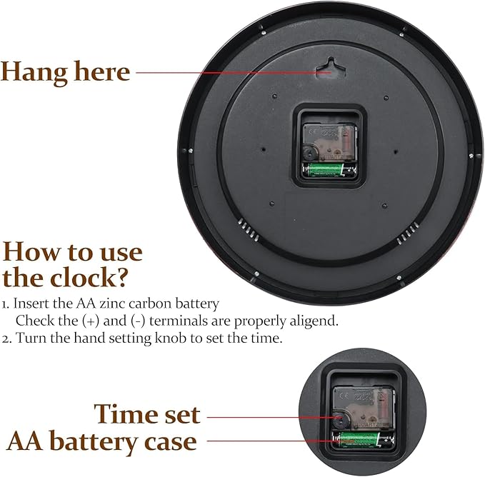 Geevon Vintage 14" Silent Wall Clock Non Ticking Analog Wall Clock Quartz Decorative Battery Operated Clock for Bedroom/Living Room/Kitchen/Office Decor