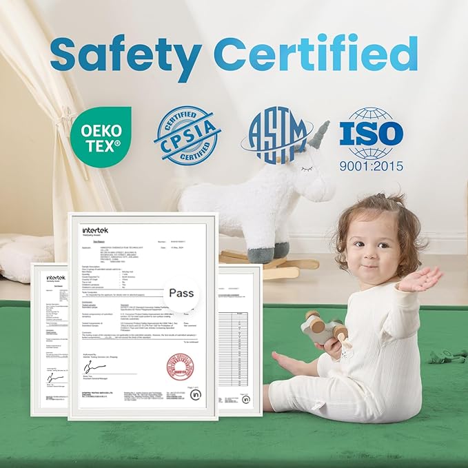 1.3" Thick Baby Play Mat for Floor, 28x72 Foam Tummy Time Mat, Padded Support Soft Plush Bedside Rugs for Infant Kids Toddler Crawling Kick Activity (Emerald)