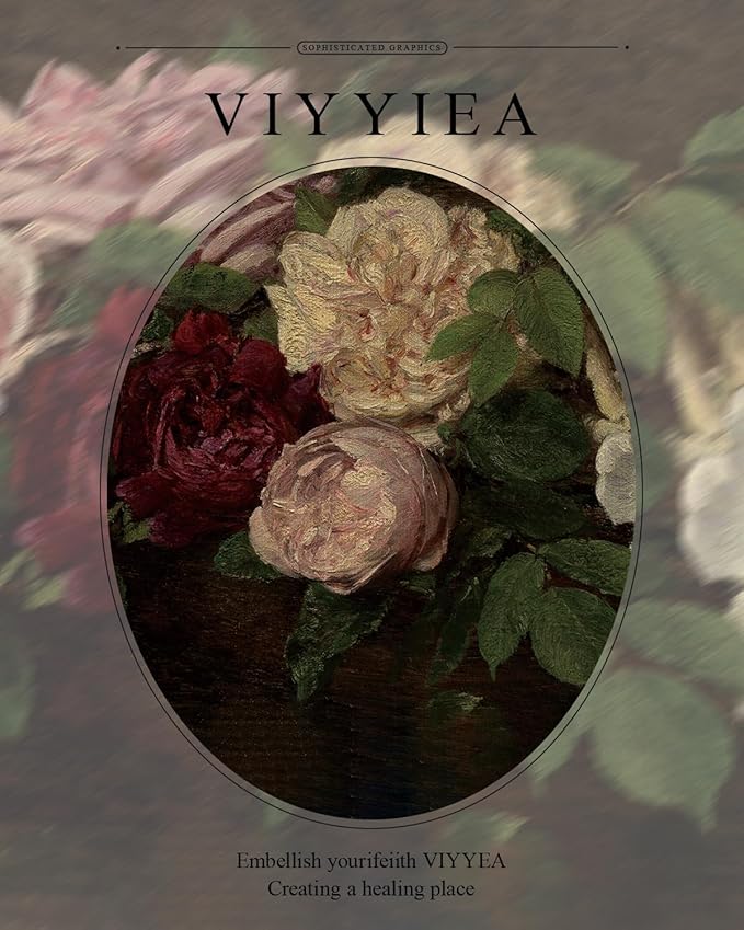 VIYYIEA Gold Framed Wall Art Canvas Print Home Decor Rose Vintage Botanical Prints Room Decor Flower Paintings Canvas Art Pictures Wall Decor Floral Wall Art for Living Room Bedroom Office 11x14in