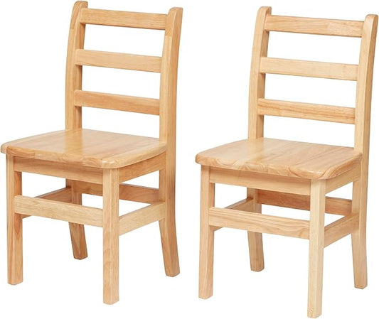 Wooden Ladderback Chairs, 14", Kids Furniture, Natural, 2-Pack