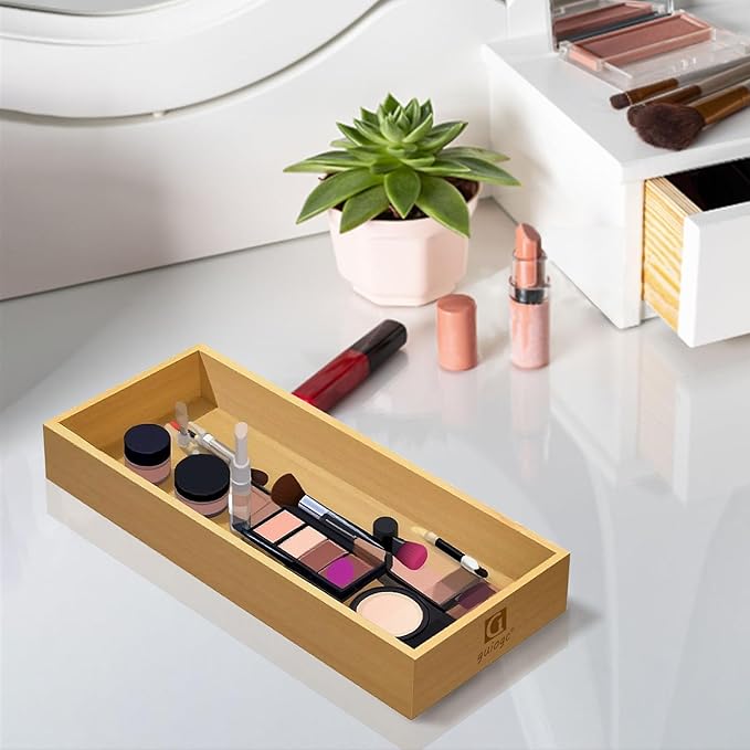 Desktop organizer, Bamboo storage tray for small tools, For office cabinets Bathroom 11.8x4.92x1.34 Inches(1 - PCS)